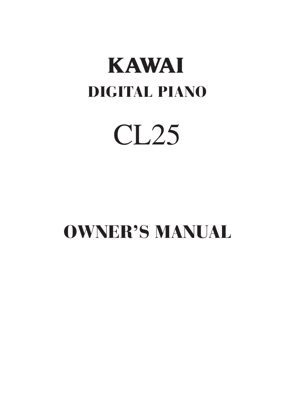 Kawai CL25 User Manual | 28 pages