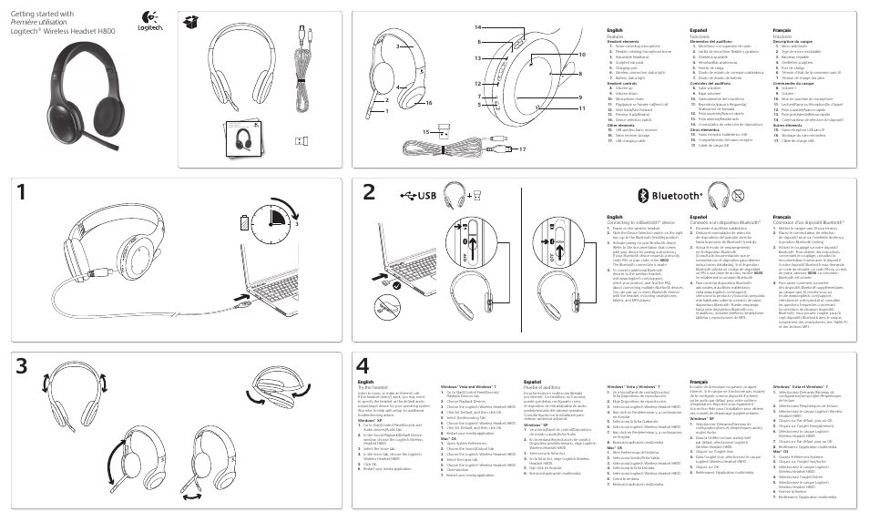 Logitech Wireless Headset H800 User Manual | 2 pages | Original mode