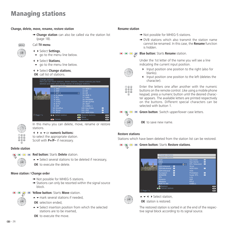 Managing stations, Ok to execute the move | Loewe CONNECT 37 User Manual |  Page 26 / 64 | Original mode