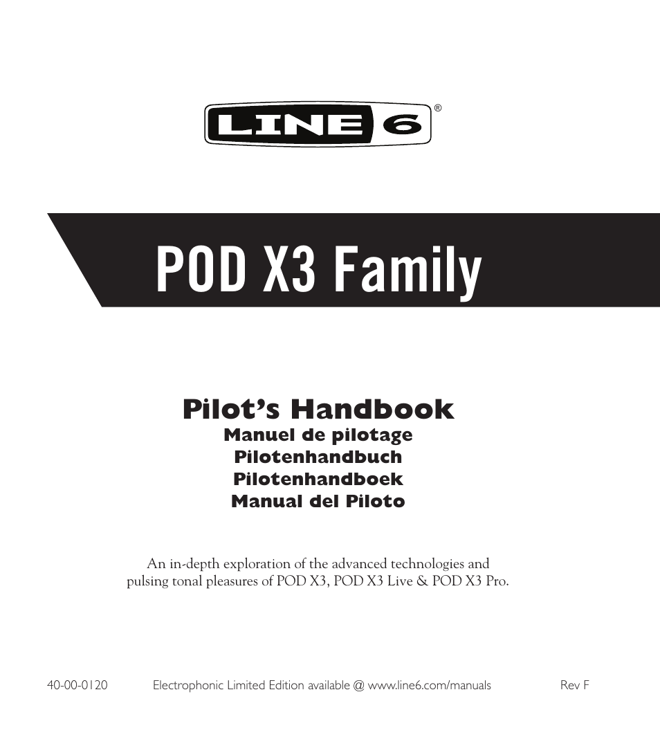 Line 6 POD X3 Family User Manual | 60 pages