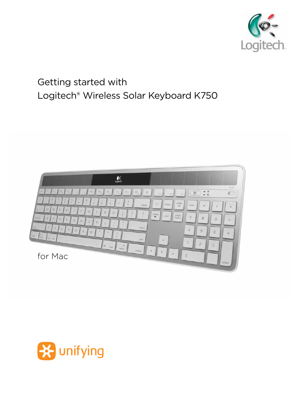 Logitech Wireless Solar Keyboard K750 User Manual | 20 pages