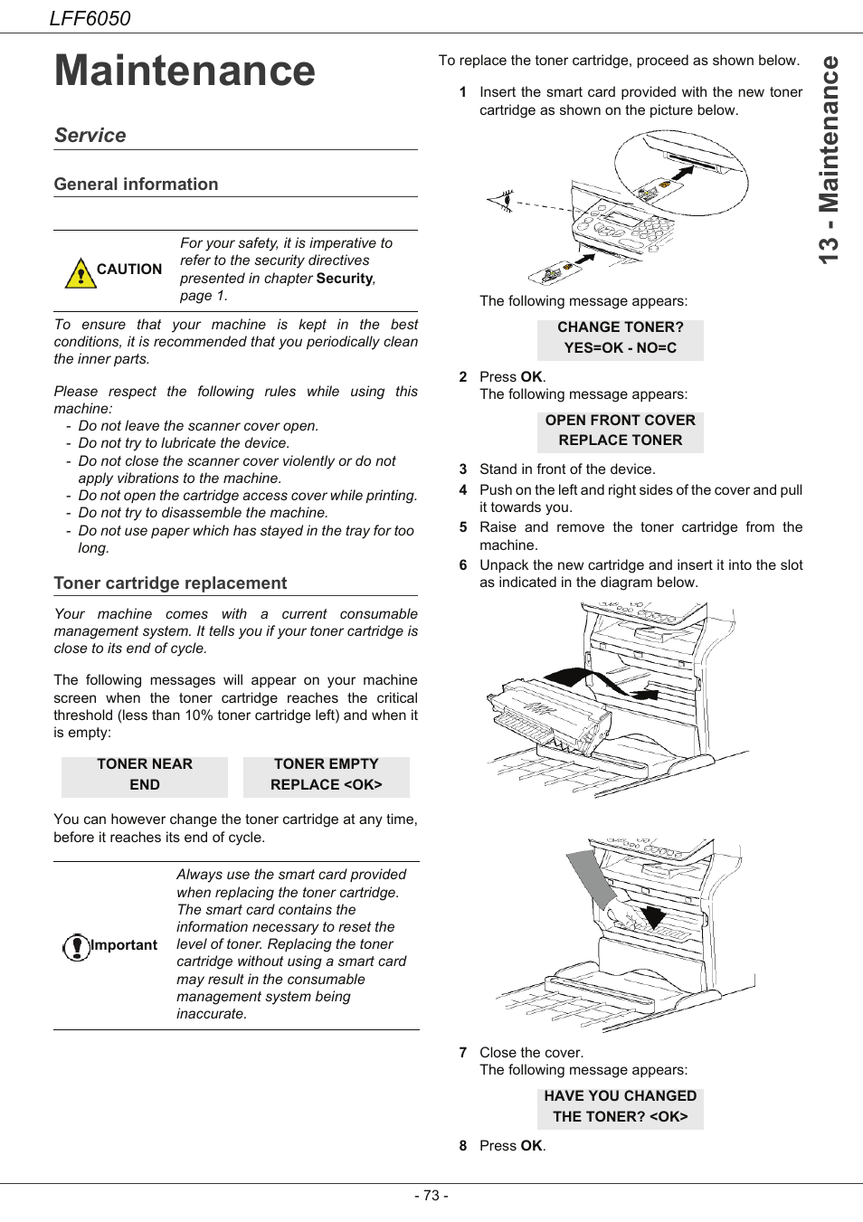 Maintenance, Service, General information | Philips LaserMFD LFF 6050 User  Manual | Page 78 / 86