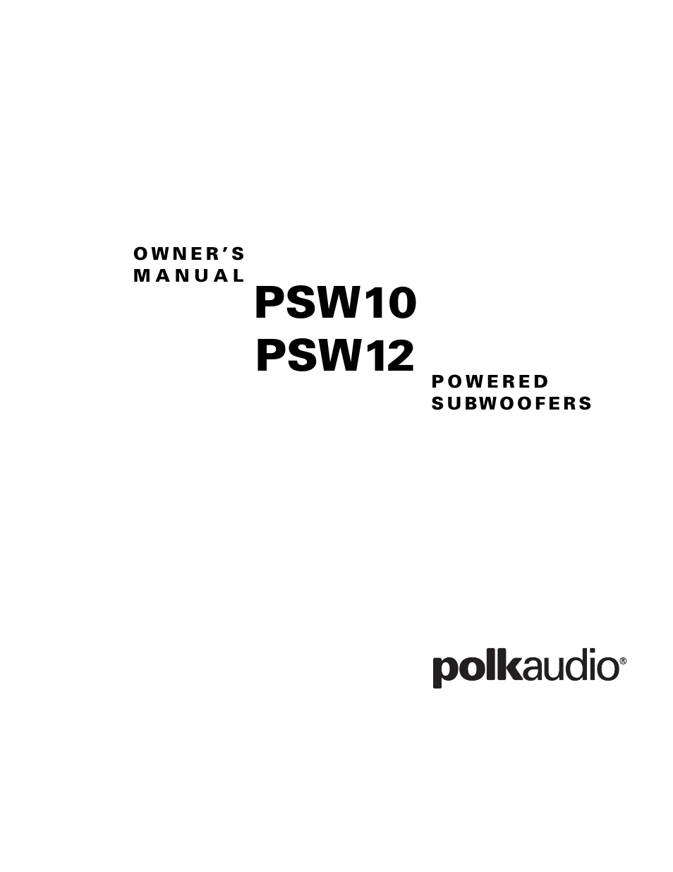 Polk Audio PSW10 User Manual | 19 pages