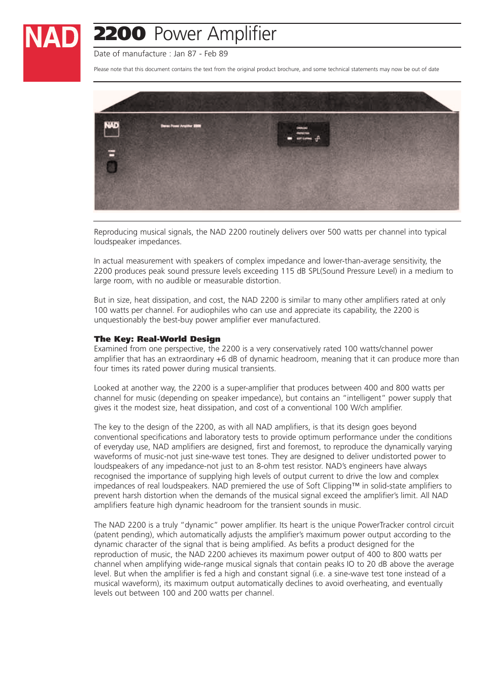 NAD 2200 User Manual | 5 pages