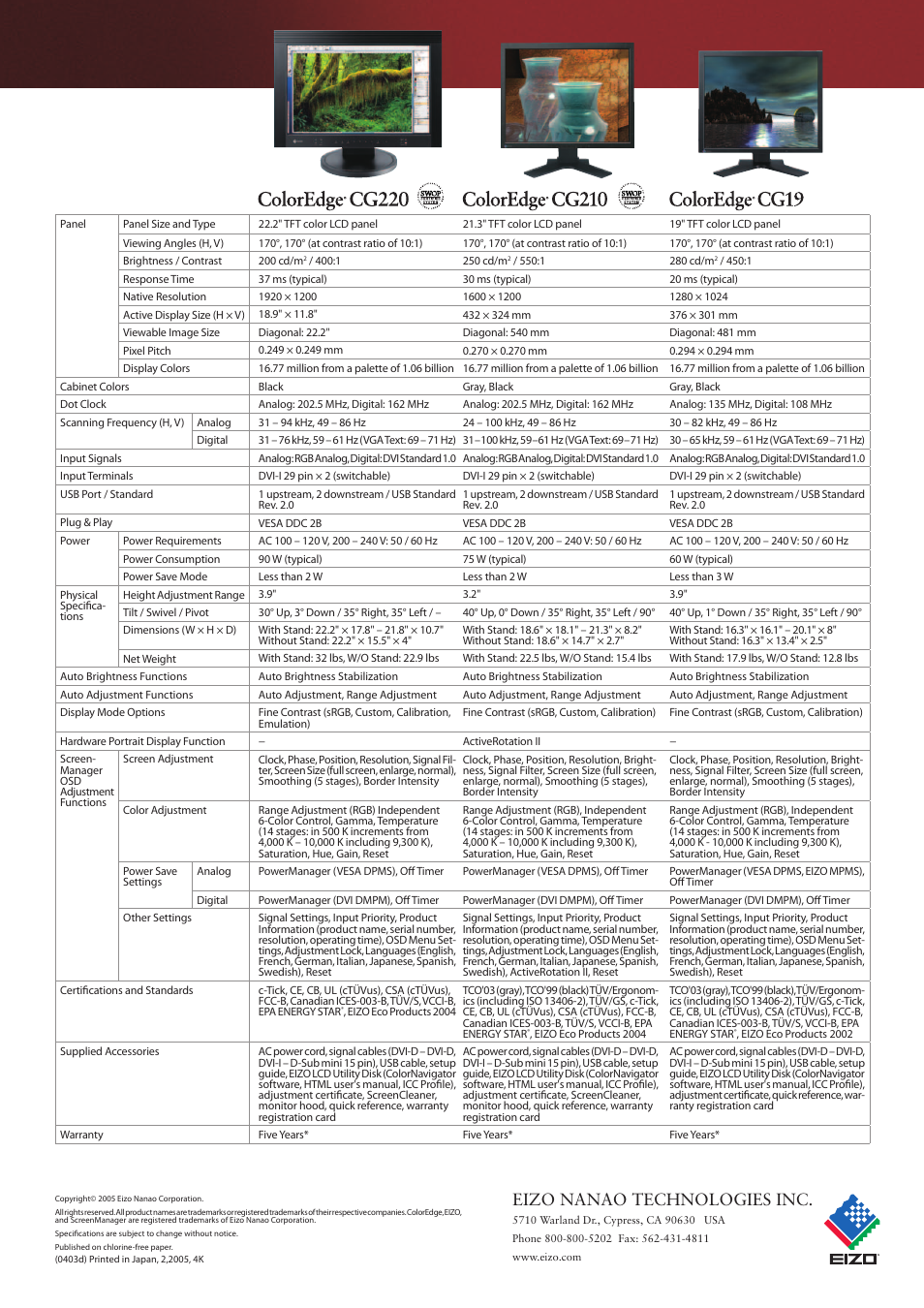 Eizo nanao technologies inc | Eizo ColorEdge CG210 User Manual | Page 6 / 6