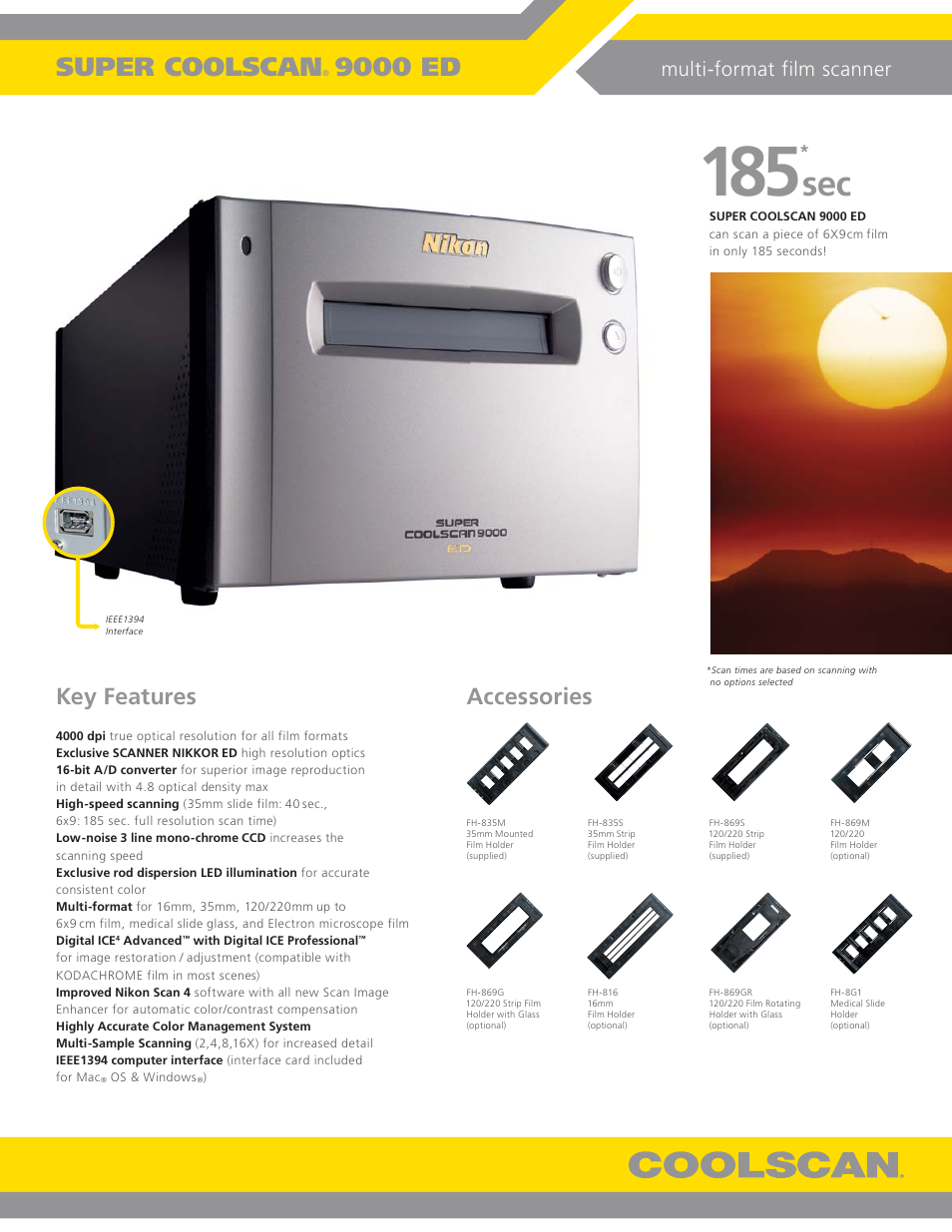 Super coolscan, 9000 ed, Key features | Nikon 9000 ED User Manual | Page 3  / 8