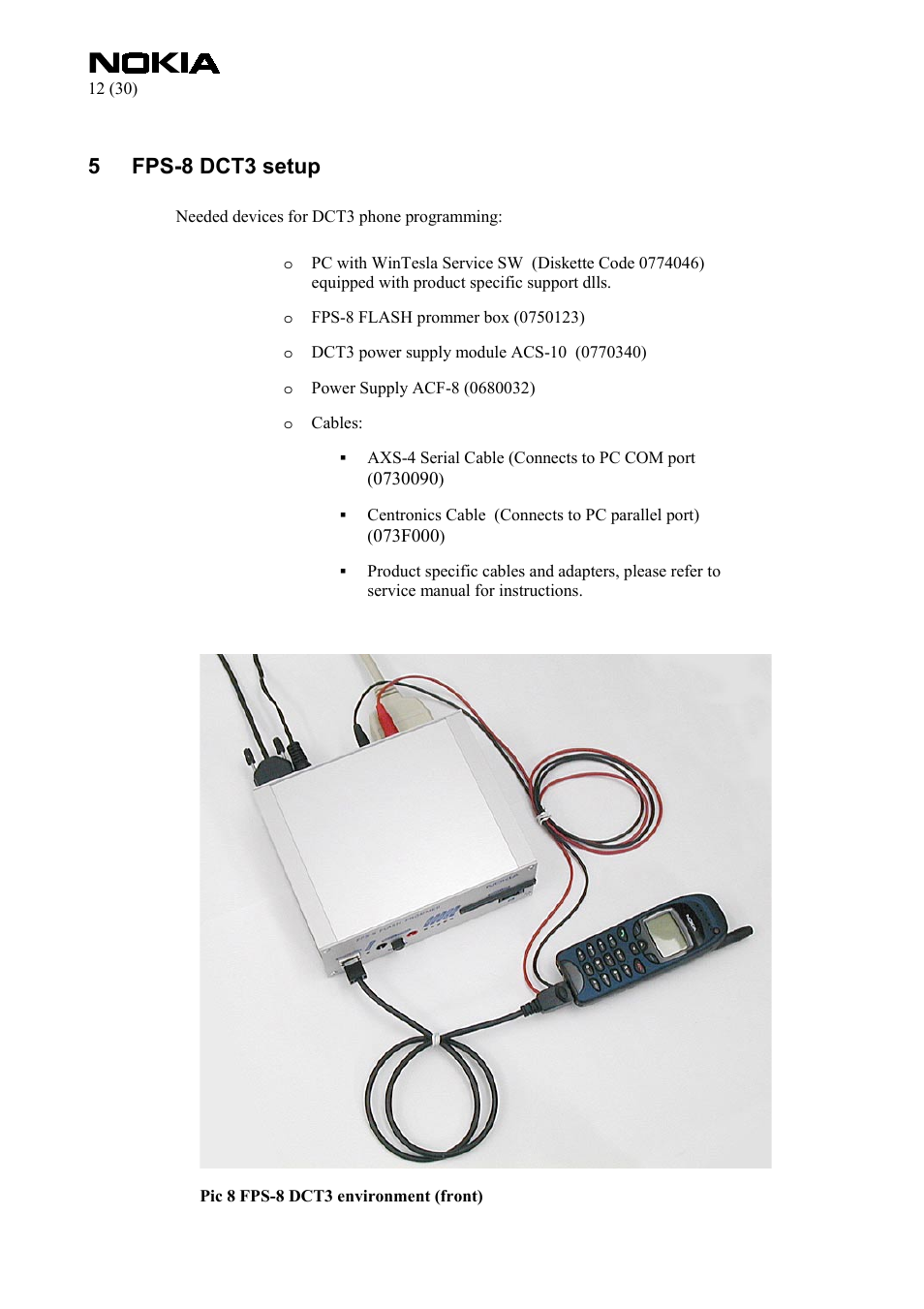 Fps-8 dct3 setup, 5fps-8 dct3 setup | Nokia FPS-8 User Manual | Page 12 / 30