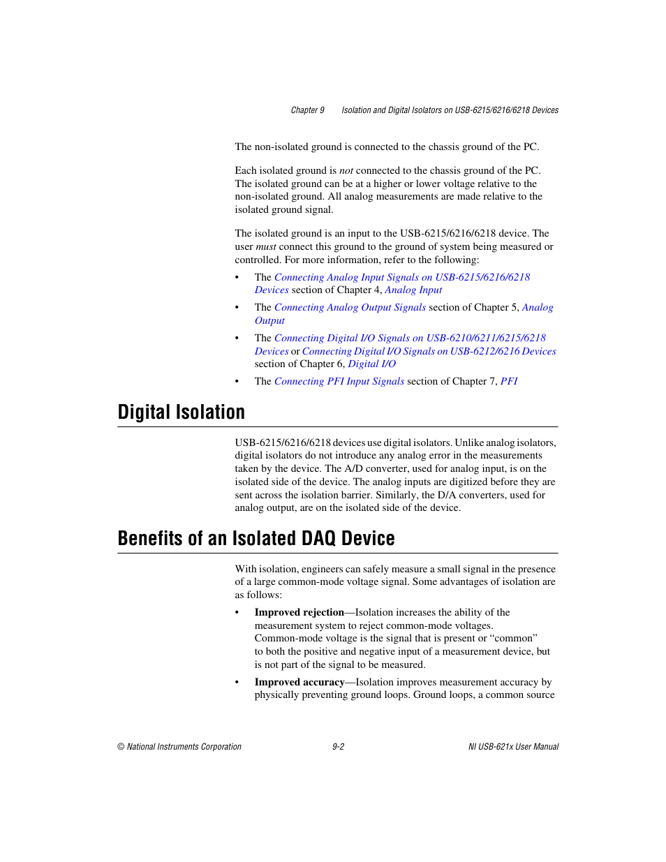 Digital isolation, Benefits of an isolated daq device | National  Instruments Data Acquisition Device NI USB-621x User Manual | Page 132 / 185