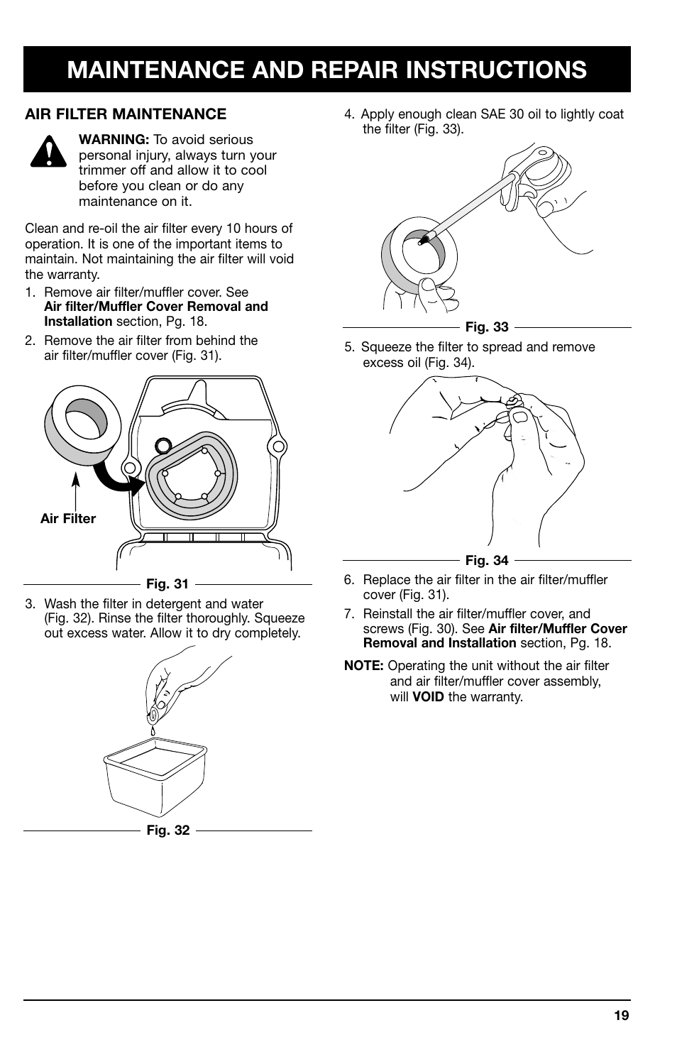 Maintenance and repair instructions | Ryobi 725r User Manual | Page 19 / 26  | Original mode