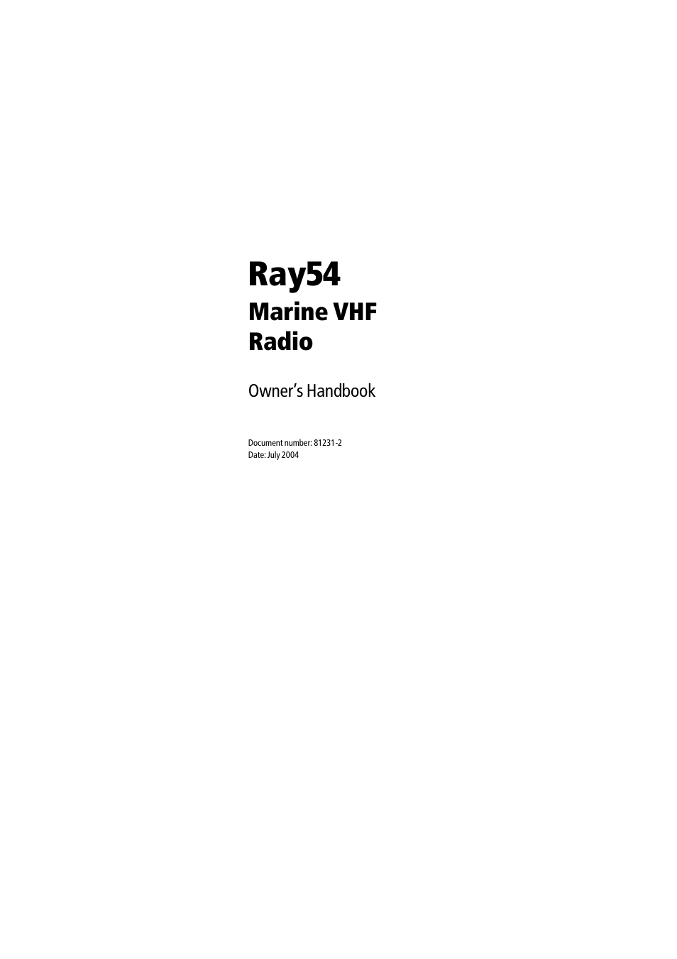 Raymarine Ray54 User Manual | 112 pages