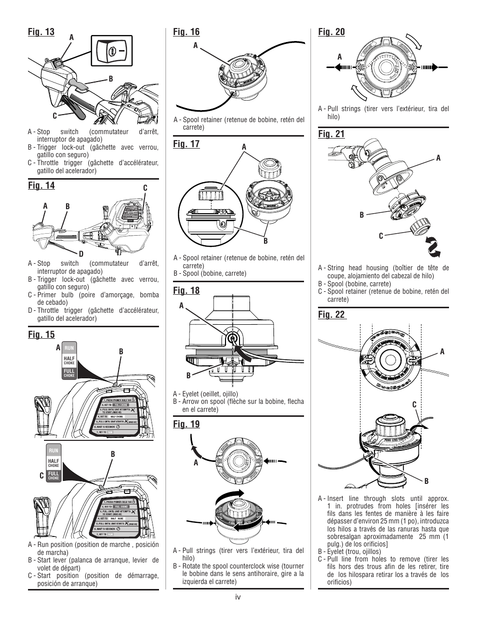 Fig. 14, Fig. 15, Fig. 13 | Ryobi S430 RY34441 User Manual | Page 4 / 56 |  Original mode
