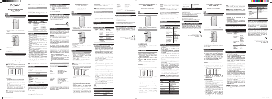 Oregon Scientific Remote Thermo-Hygro Sensor THGN132N User Manual | 1 page  | Original mode