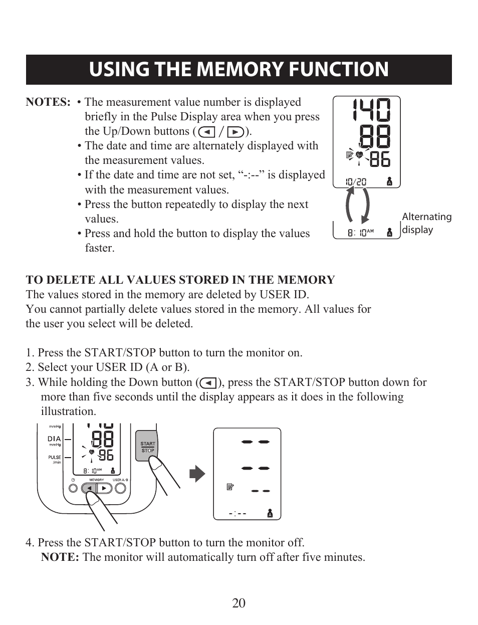 To delete all values stored in the memory | Omron Healthcare BP742 User  Manual | Page 20 / 28