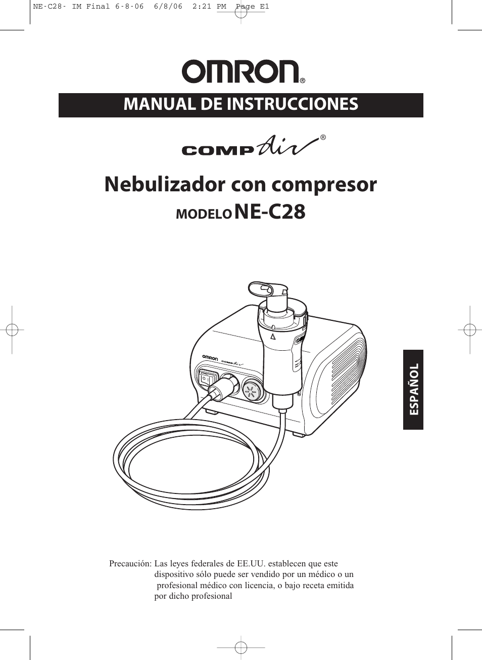 Nebulizador con compresor, Ne-c28, Manual de instrucciones | Omron  Healthcare COMPAIR NE-C28 User Manual | Page 57 / 112