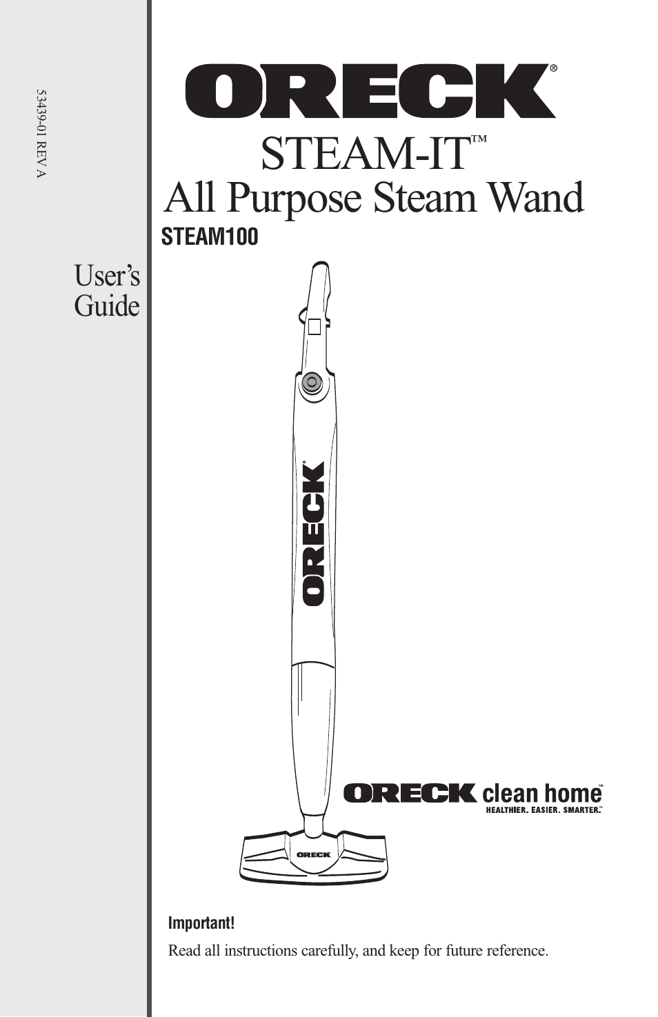 Oreck STEAM-IT STEAM100 User Manual | 12 pages