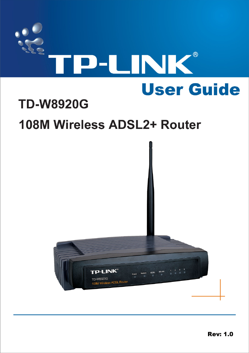 TP-Link 108M Wireless ADSL2+ Router TD-W8920G User Manual | 85 pages