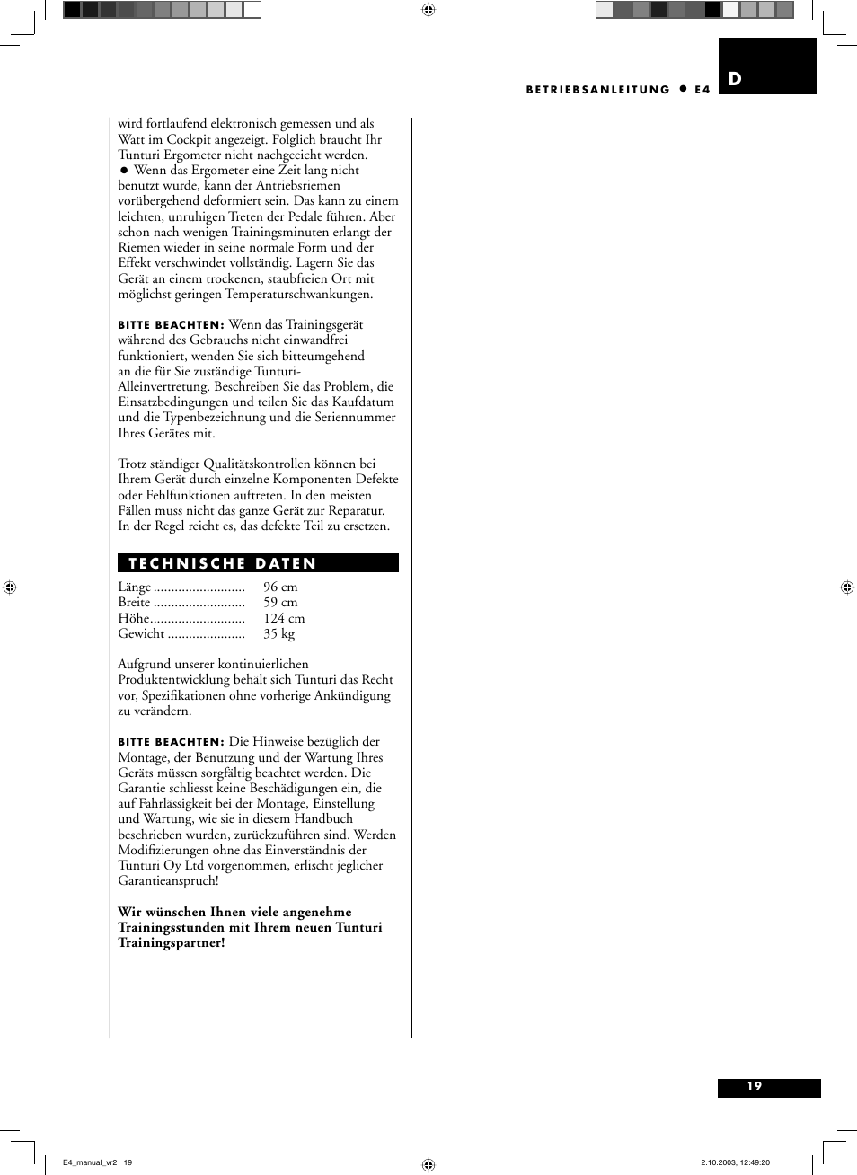 Tunturi E4 User Manual | Page 18 / 75