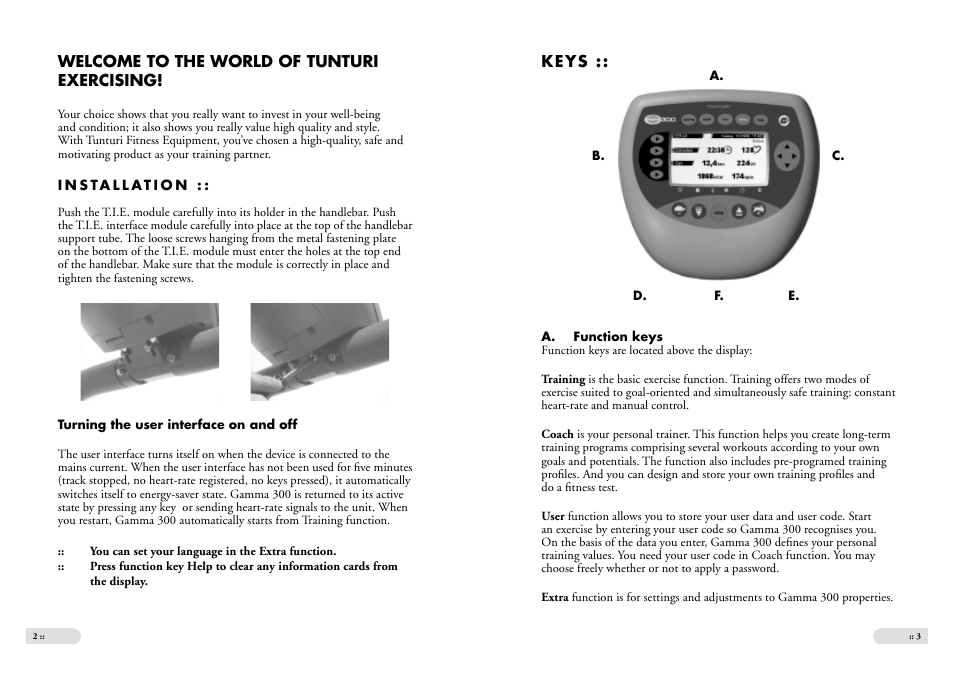 Tunturi Gamma 300 User Manual | Page 2 / 13 | Original mode