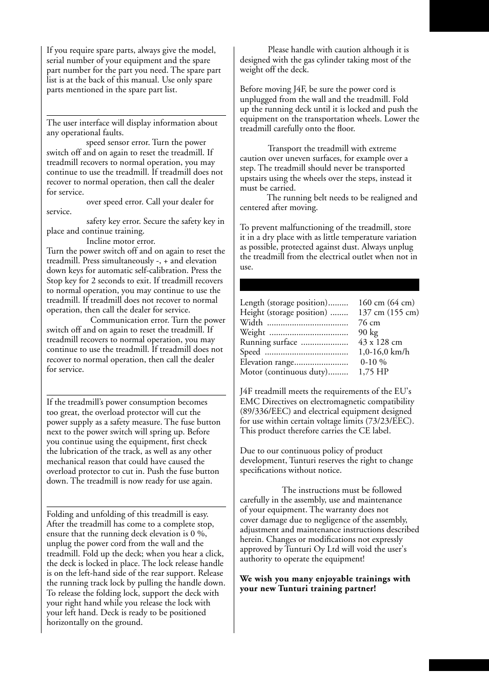 Tunturi J4F User Manual | Page 9 / 12