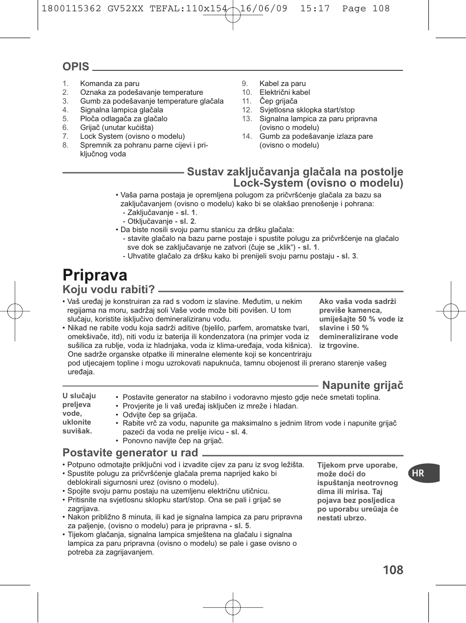 Priprava, Koju vodu rabiti, Napunite grijač | Tefal EasyCord Pressing  GV5240 User Manual | Page 111 / 134 | Original mode