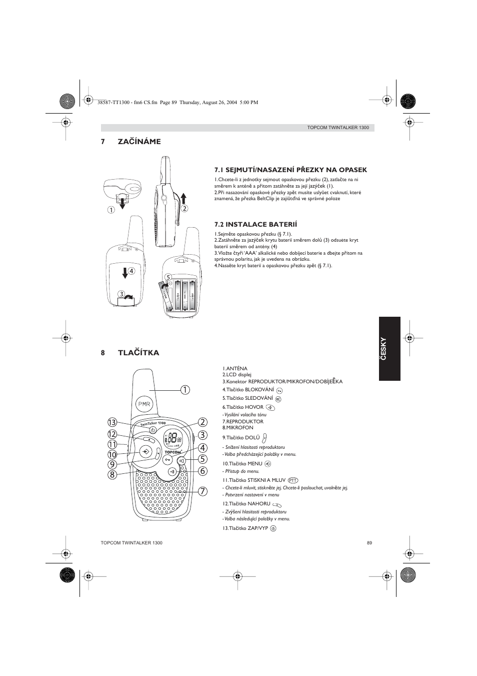 7 Za C Iname 8 Tla Itka Topcom Twintalker 1300 User Manual Page 116 Original Mode