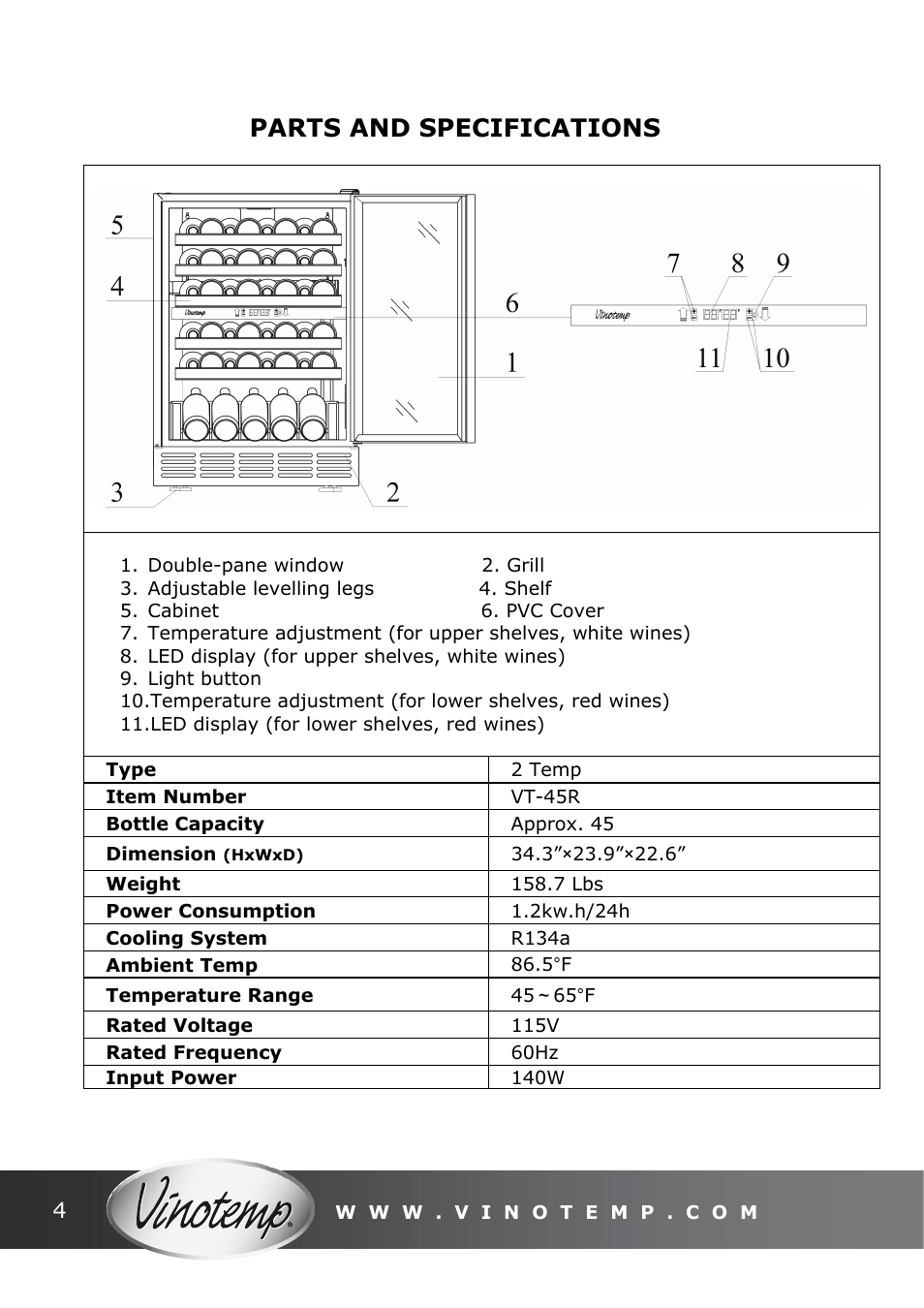 vinotemp vt 45r