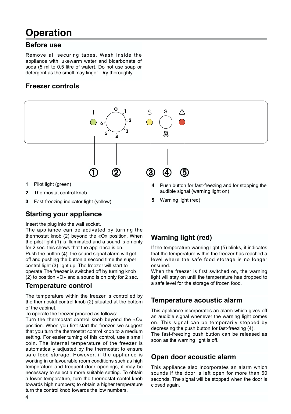 Operation | Zanussi ZUD 9100 FA User Manual | Page 4 / 20