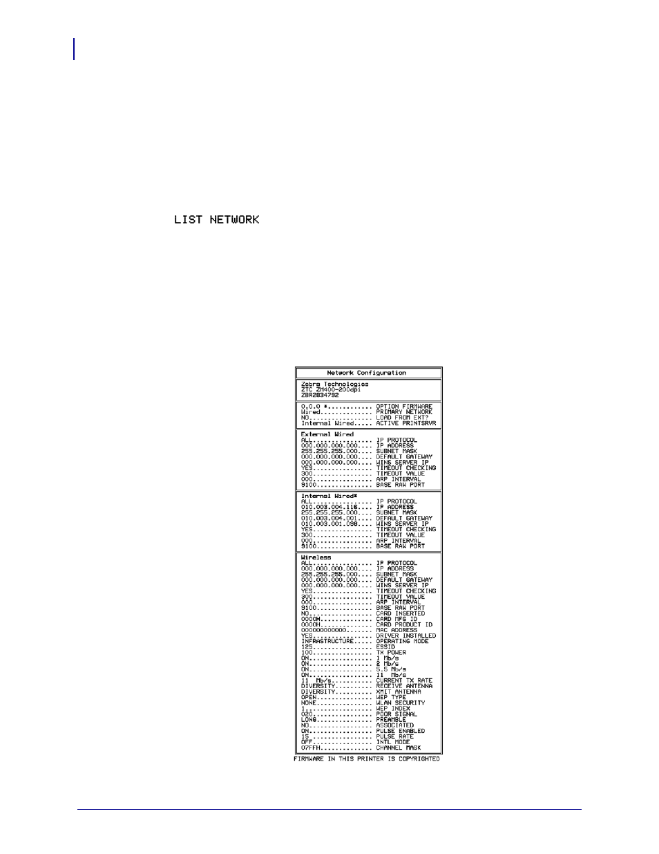 Print a network configuration label | Zebra ZM400 User Manual | Page 68 /  146