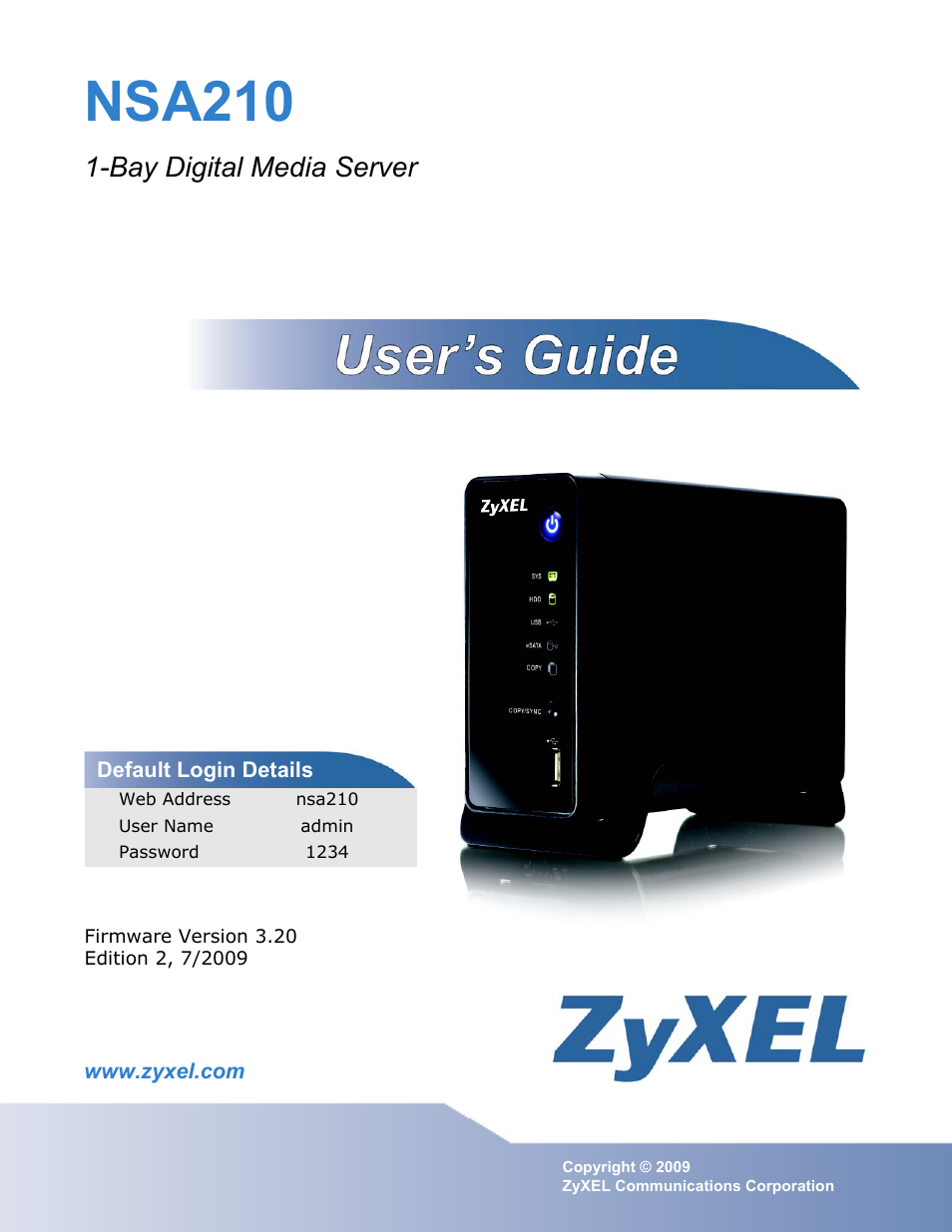 ZyXEL Communications NSA210 User Manual | 482 pages