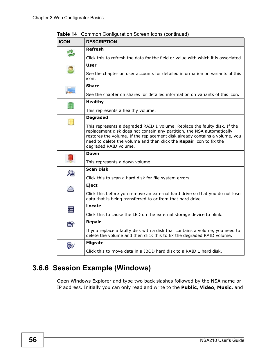 6 session example (windows) | ZyXEL Communications NSA210 User Manual |  Page 56 / 482