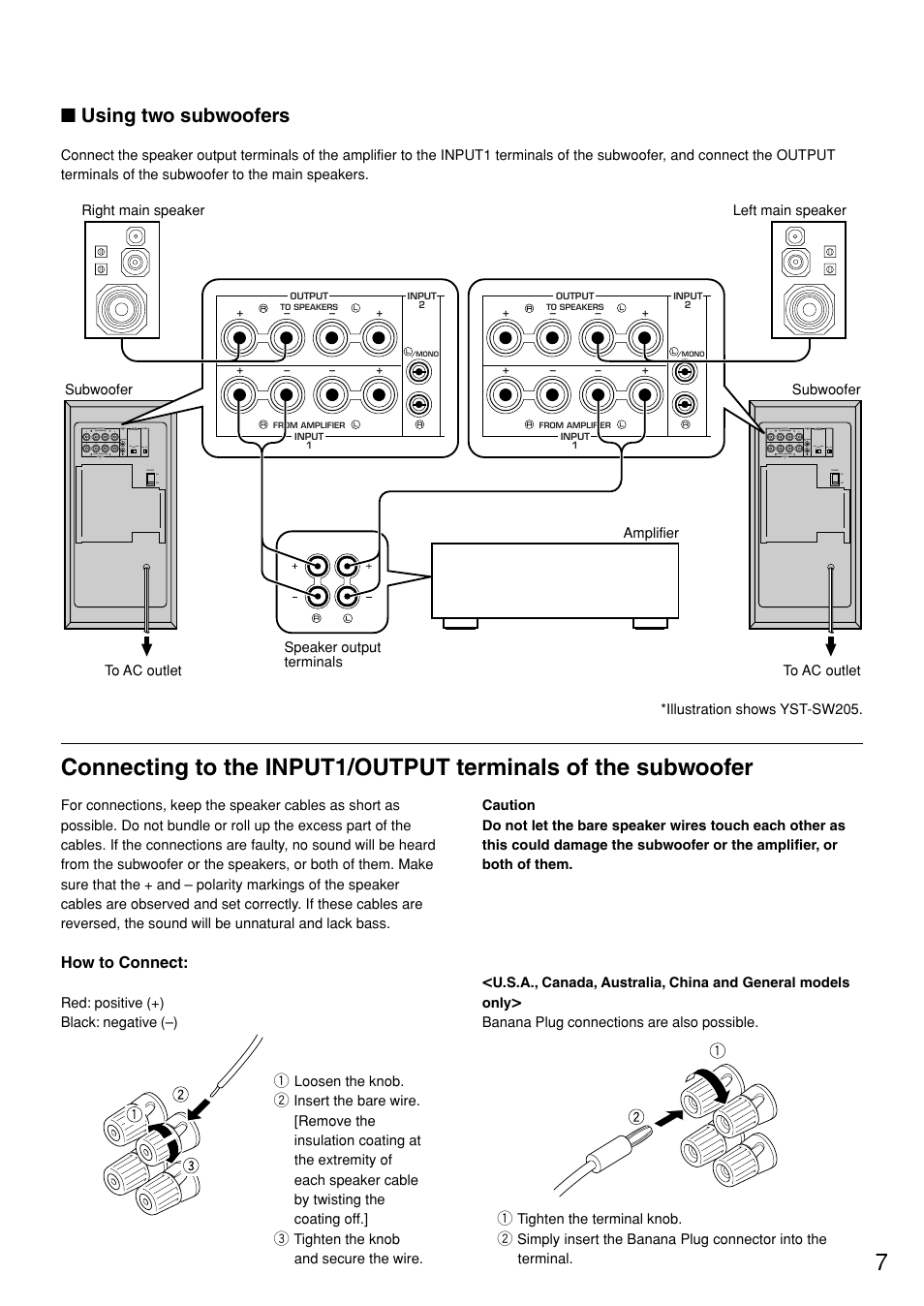 Using two subwoofers, How to connect | Yamaha YST-SW305 User Manual | Page  11 / 19 | Original mode