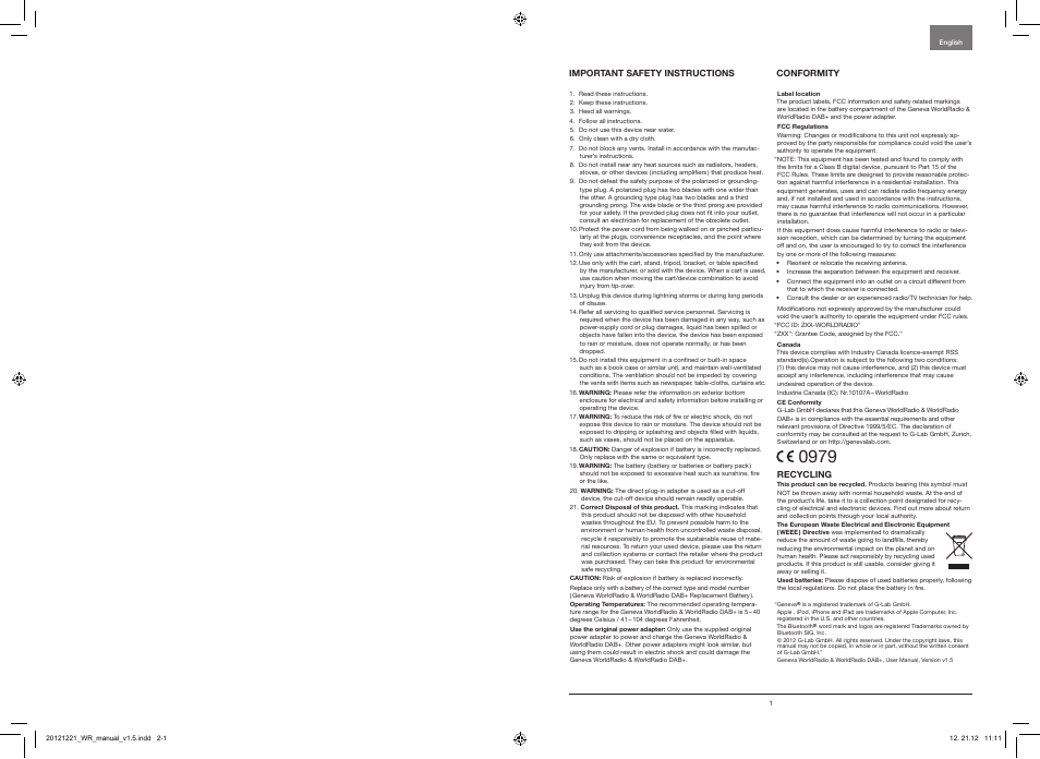 Geneva Lab WorldRadio DAB+ User Manual | Page 2 / 40 | Original mode