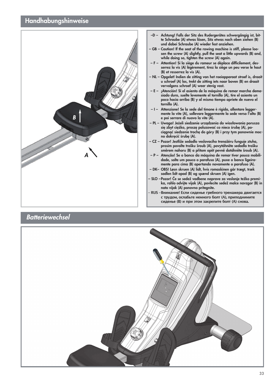 Handhabungshinweise, Batteriewechsel | Kettler Coach M (maintenance) User  Manual | Page 11 / 17