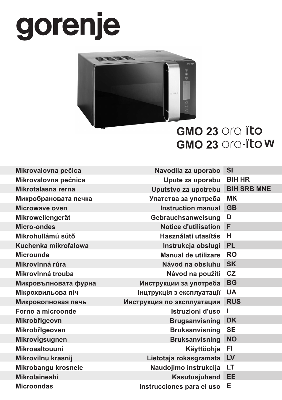 Gorenje GMO-23 Ora Ito W User Manual | 175 pages | Also for: GMO23ORAITOW