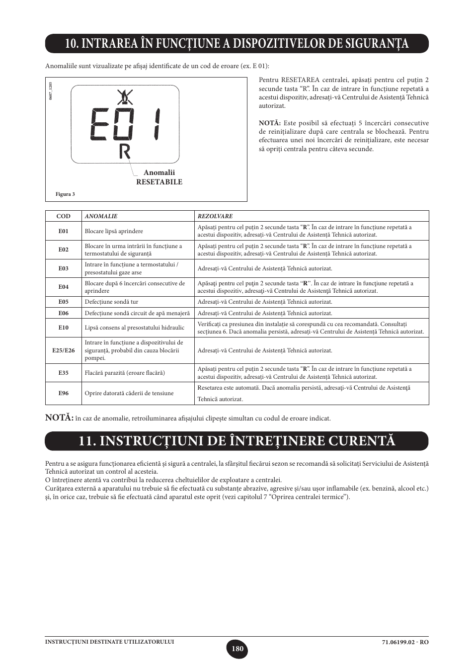 Instrucţiuni de întreţinere curentă, Notă | DE DIETRICH MS 24 BIC User  Manual | Page 180 / 292