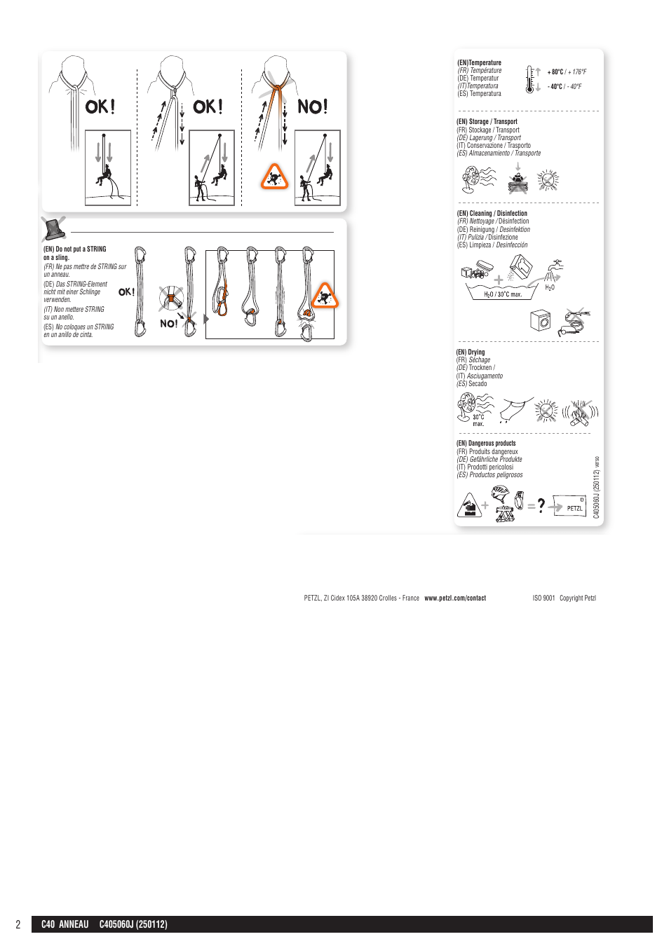 Drawings, Anneau, Warning | Petzl ANNEAU User Manual | Page 2 / 12 |  Original mode