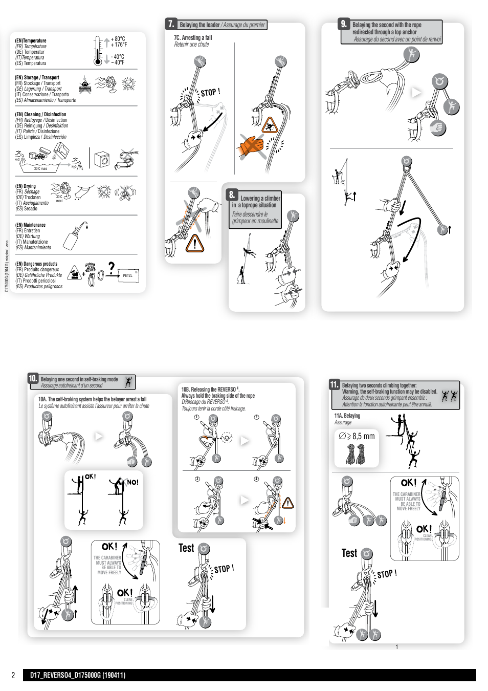 Drawings, Cahier, Test | Petzl REVERSO 4 User Manual | Page 2 / 24 |  Original mode