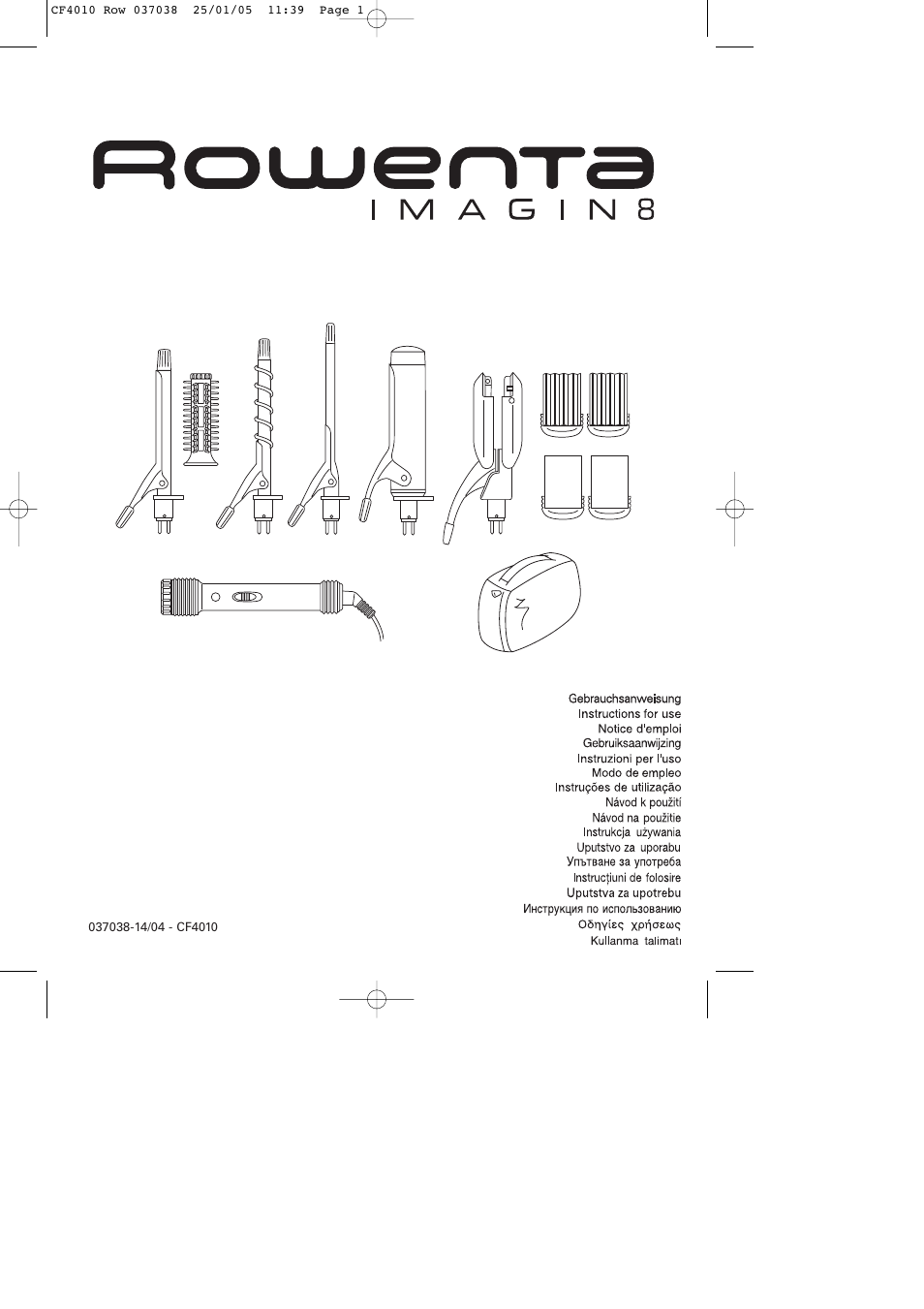 ROWENTA CURLING TONGS IMAGIN' STYLE 8 CF4010 User Manual | 68 pages