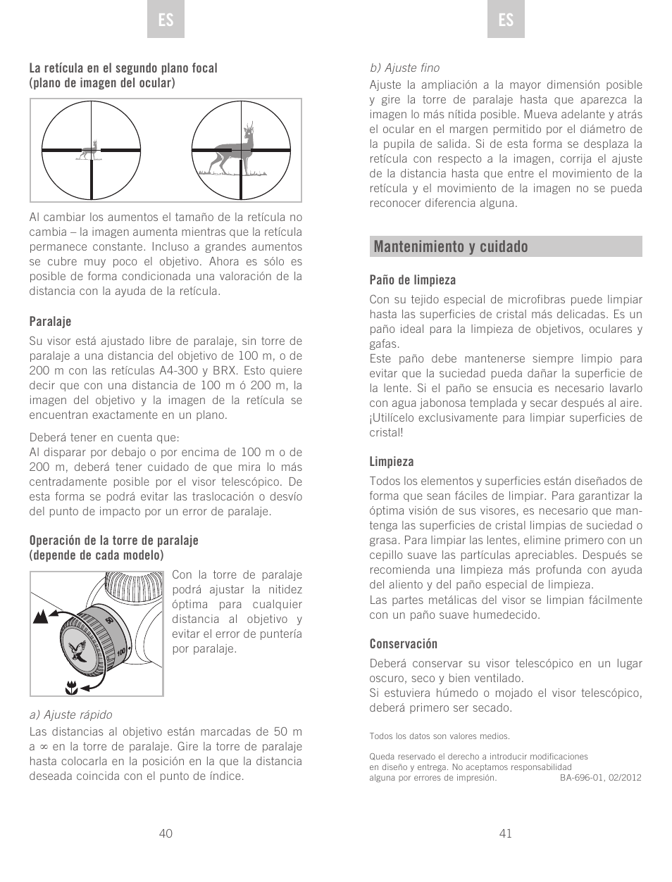 Mantenimiento y cuidado | Swarovski Optik Z3 4-12x50 User Manual | Page 21  / 43