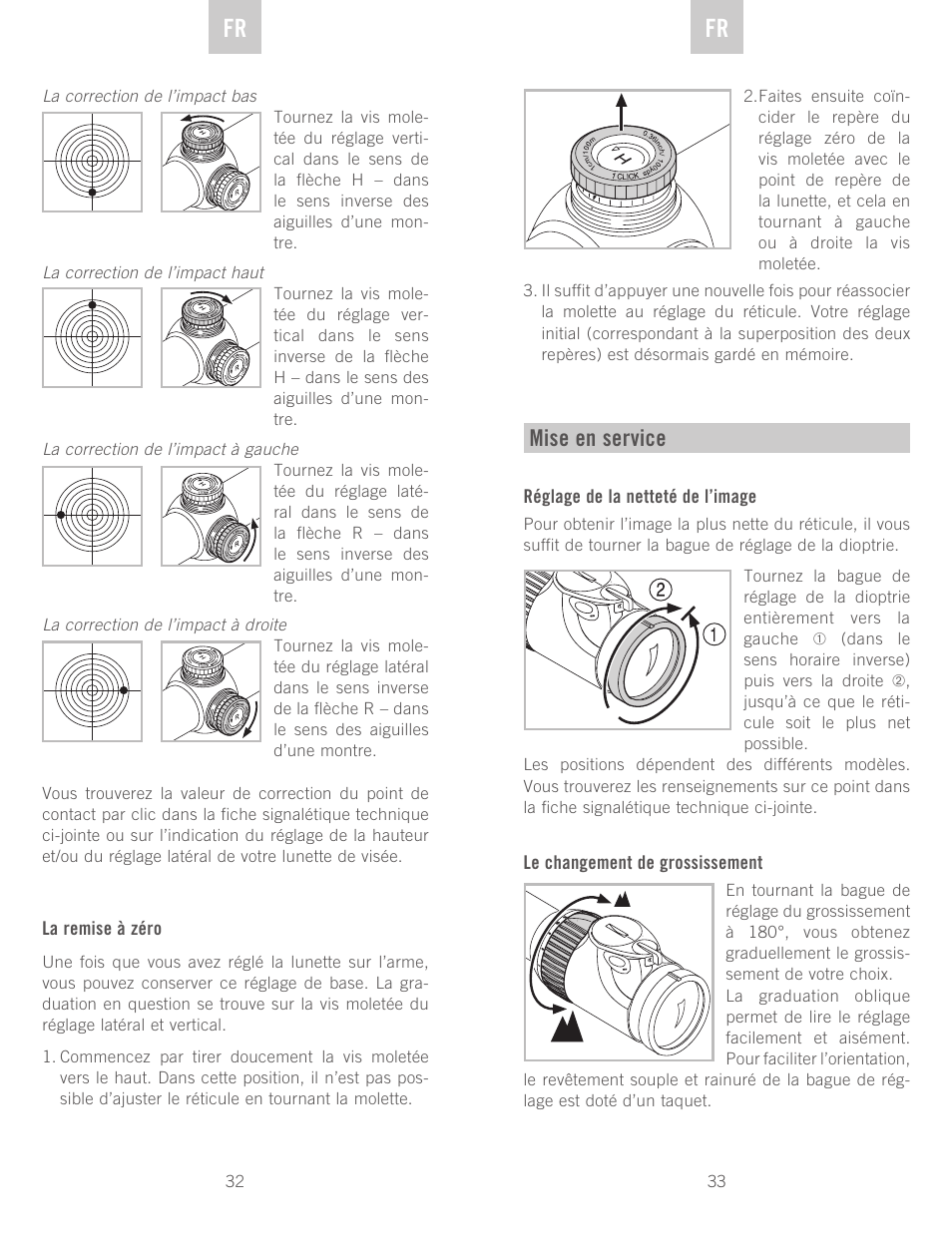 De fr fr, Mise en service | Swarovski Optik Z6(i) 5-30x50 P (BT) User  Manual | Page 17 / 71 | Original mode