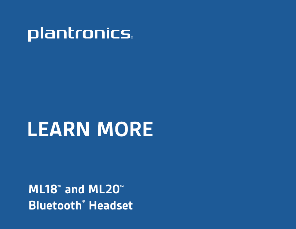 Plantronics ML20 User Manual | 8 pages
