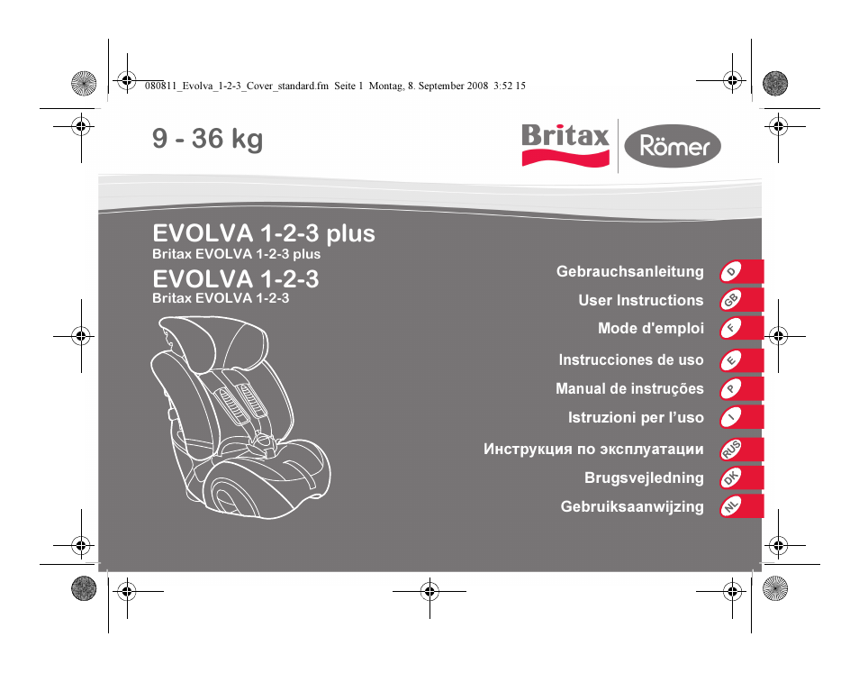 Britax EVOLVA 123 Plus User Manual | 251 pages