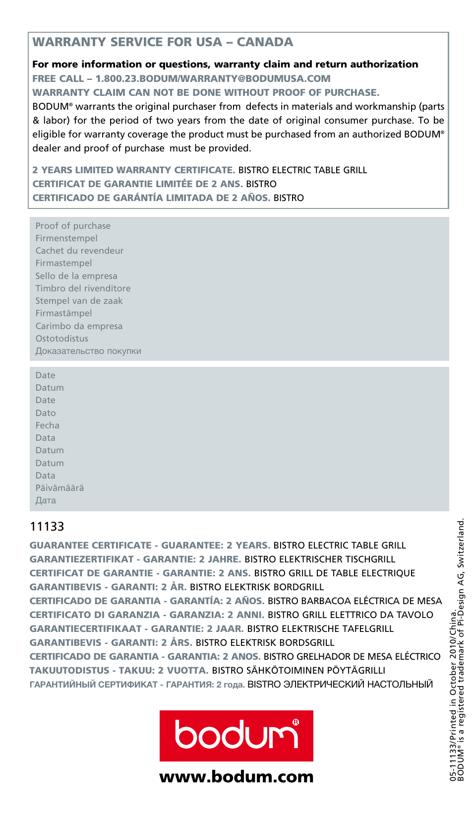 Bodum BISTRO Электрический гриль User Manual | 89 pages