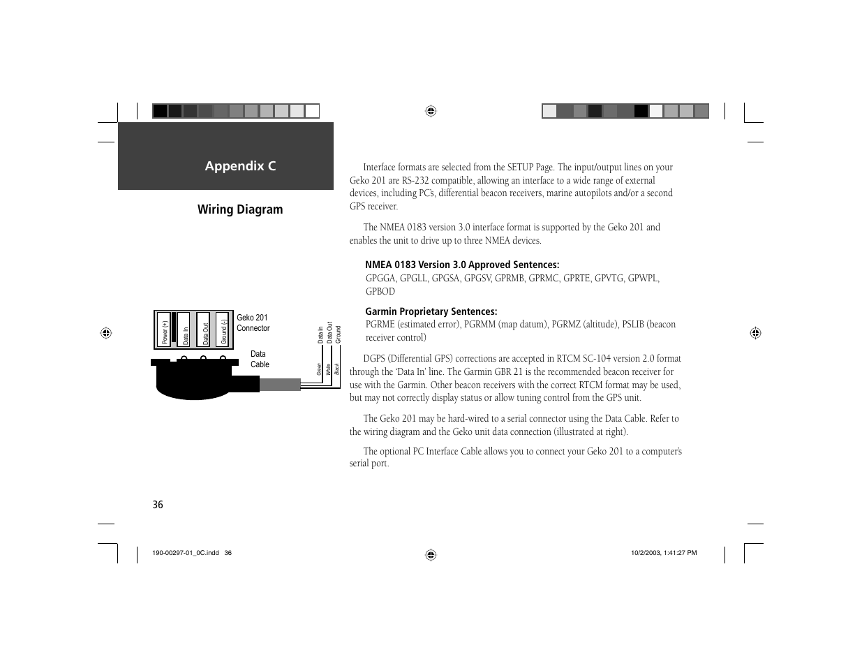 Wiring diagram appendix c | Garmin Geko 201 User Manual | Page 44 / 52