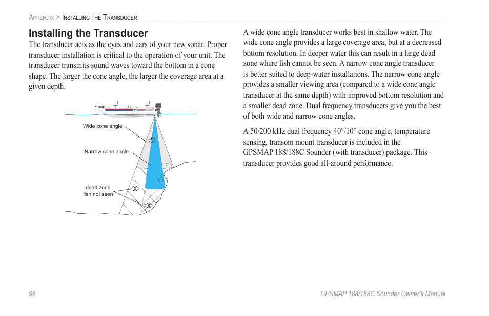 Installing the transducer | Garmin GPSMAP 188C Sounder User Manual | Page  102 / 126