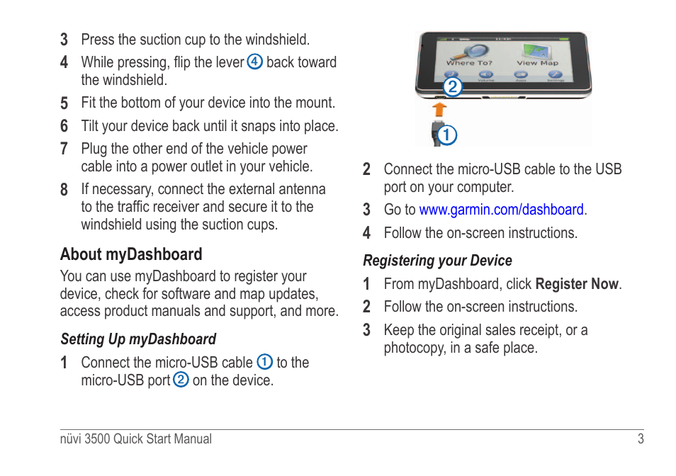 Register the device | Garmin nuvi 3590LMT User Manual | Page 3 / 8
