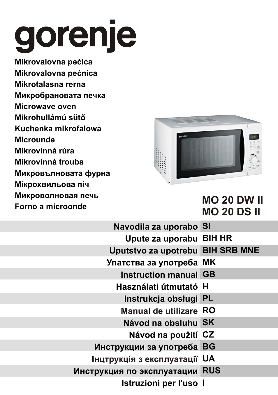 Gorenje MO-20 DSII User Manual | 104 pages | Original mode