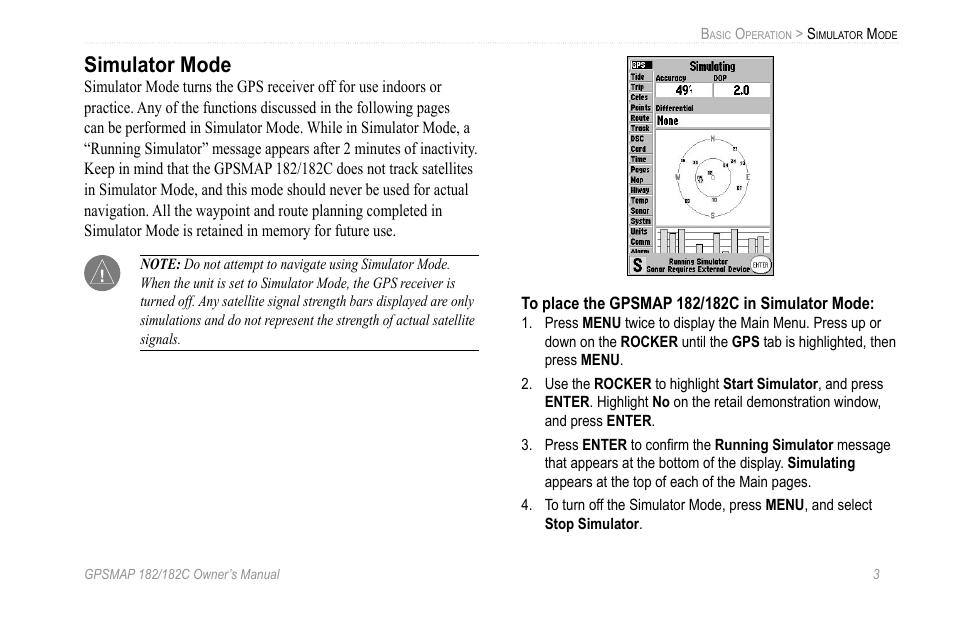 Simulator mode | Garmin GPSMAP 182C User Manual | Page 9 / 126 | Original  mode