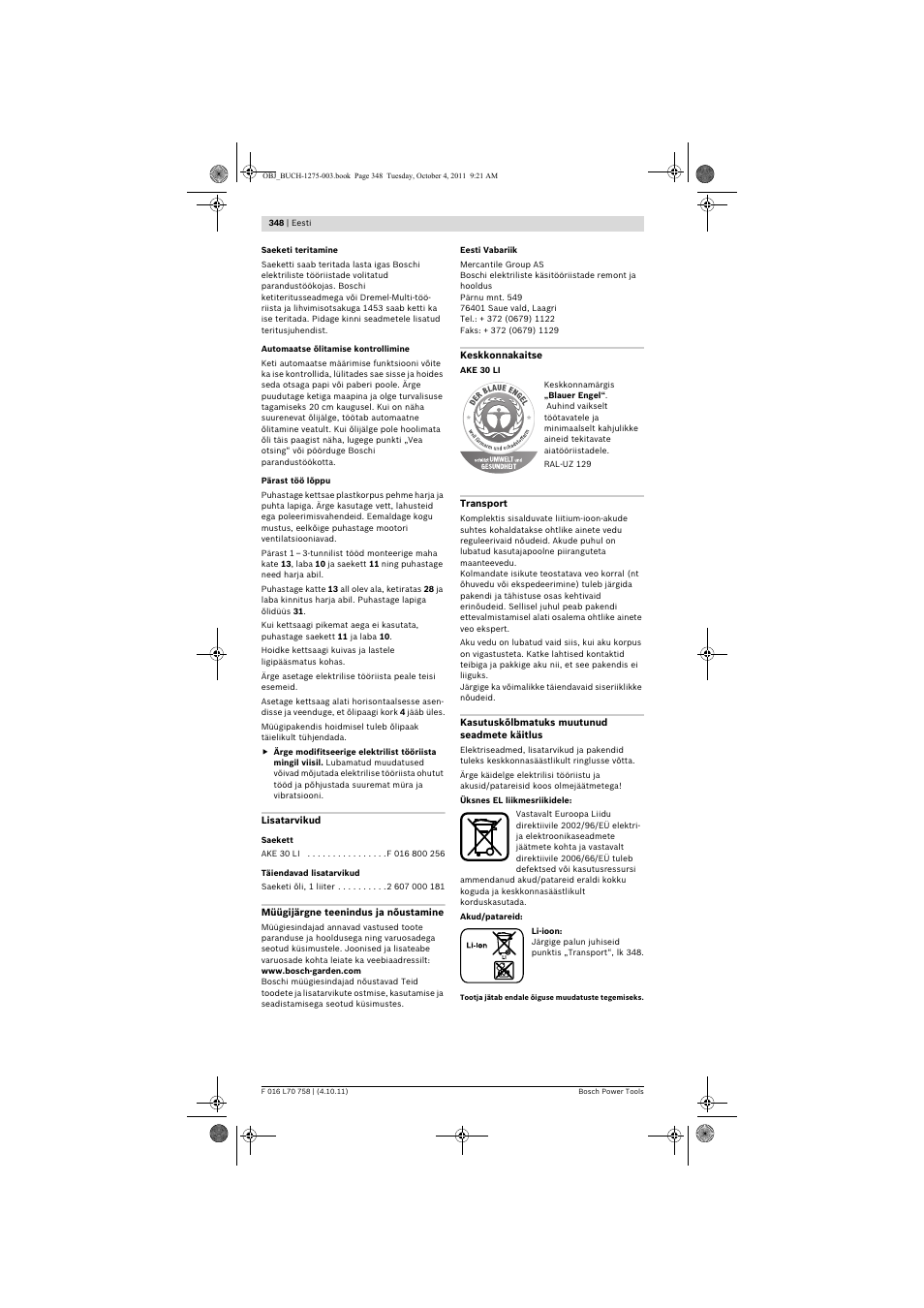 Bosch AKE 30 LI User Manual | Page 348 / 375