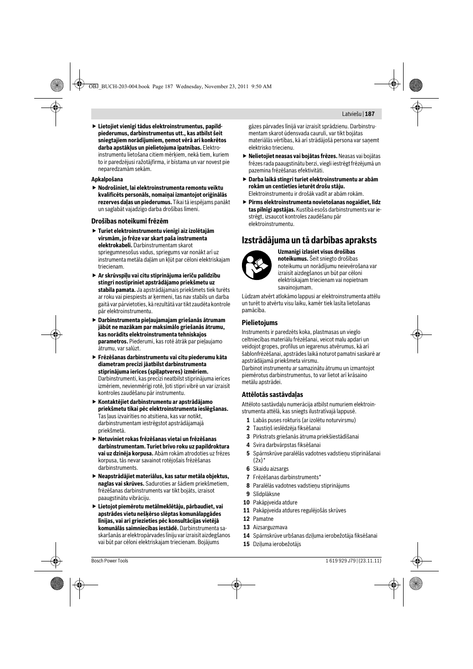 Izstrādājuma un tā darbības apraksts | Bosch GOF 900 CE Professional User  Manual | Page 187 / 215 | Original mode
